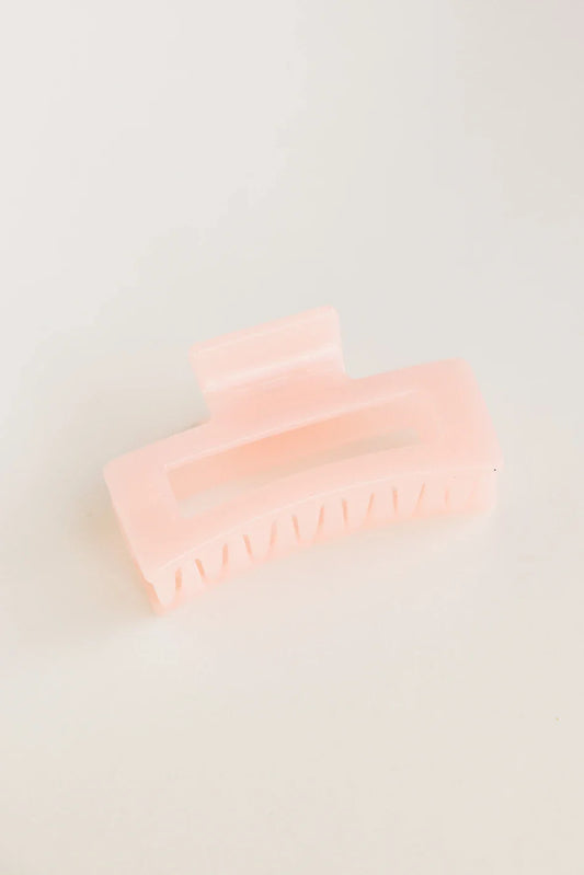 Translucent Rectangle Claw Clip in Pink