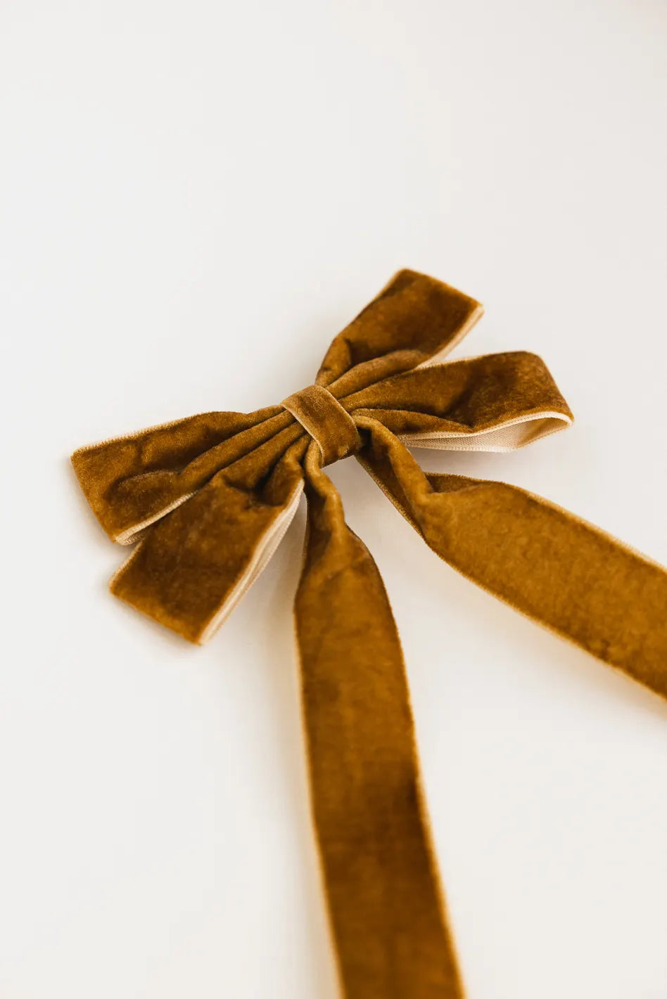 Velvet Bow Hair Clip in Brown - FINAL SALE