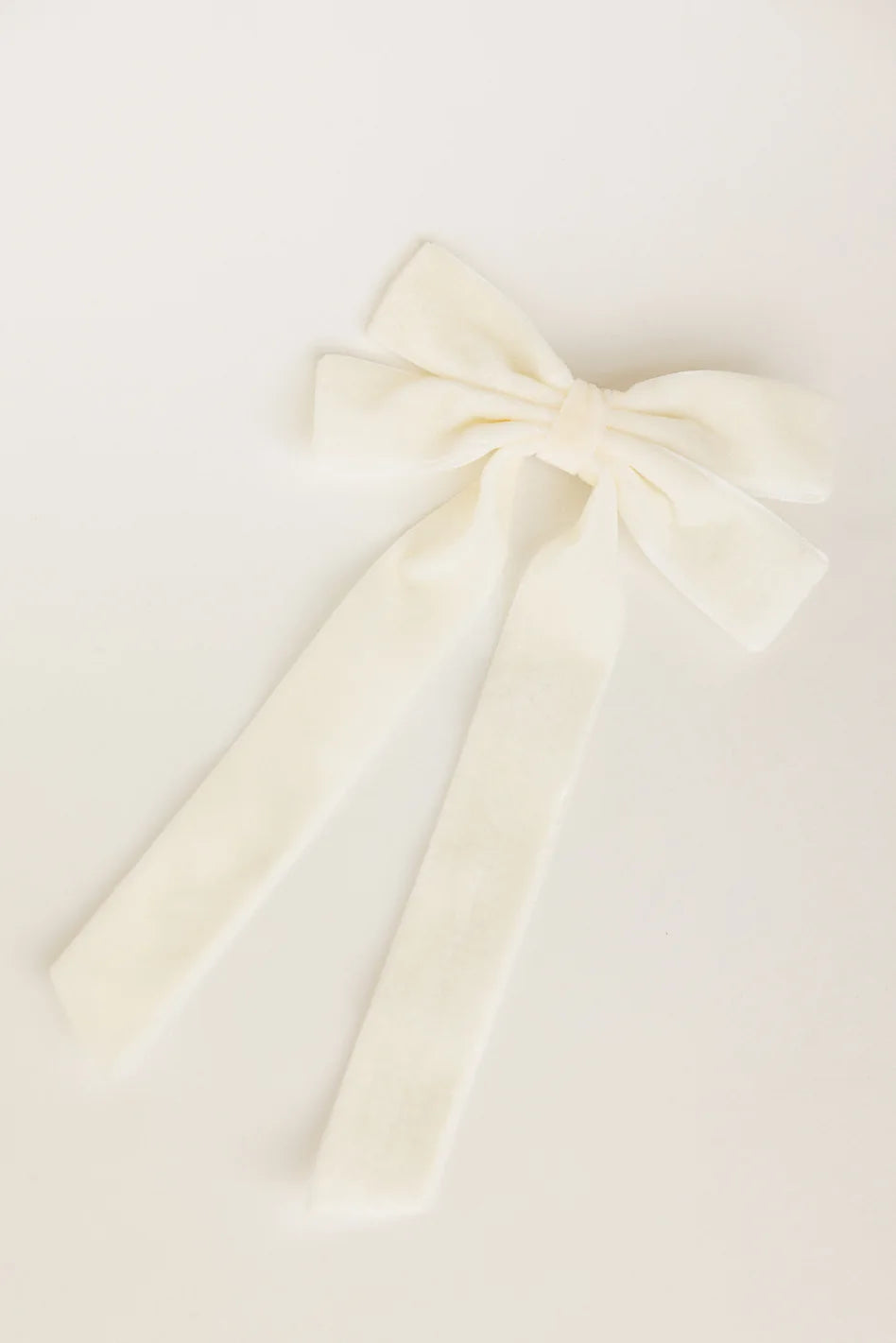 Velvet Bow Hair Clip in Cream