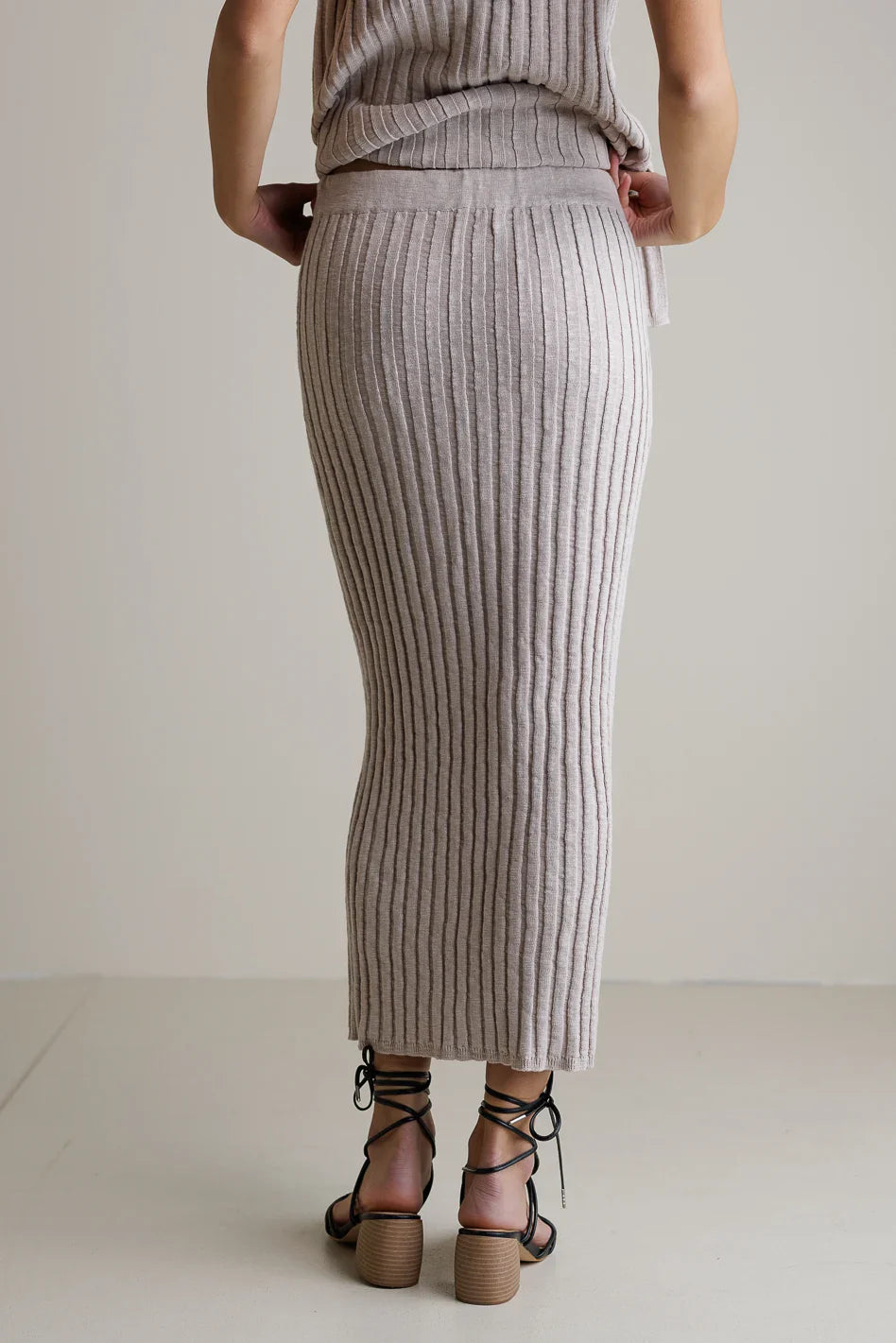 Meilani Ribbed Skirt in Taupe - FINAL SALE