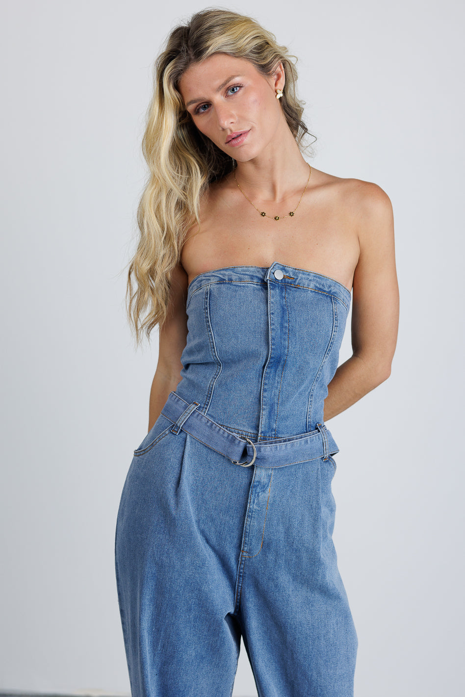 Wide Leg Denim Jumpsuit - FINAL SALE
