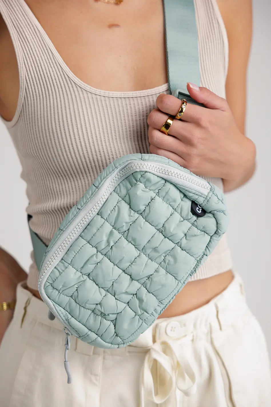 Nylah Quilted Crossbody in Sage