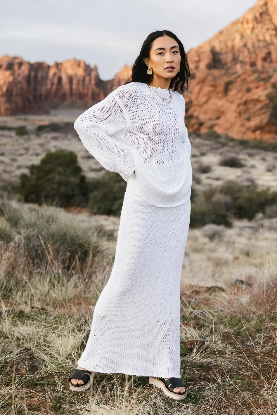 Charlotte Knit Skirt in White - FINAL SALE