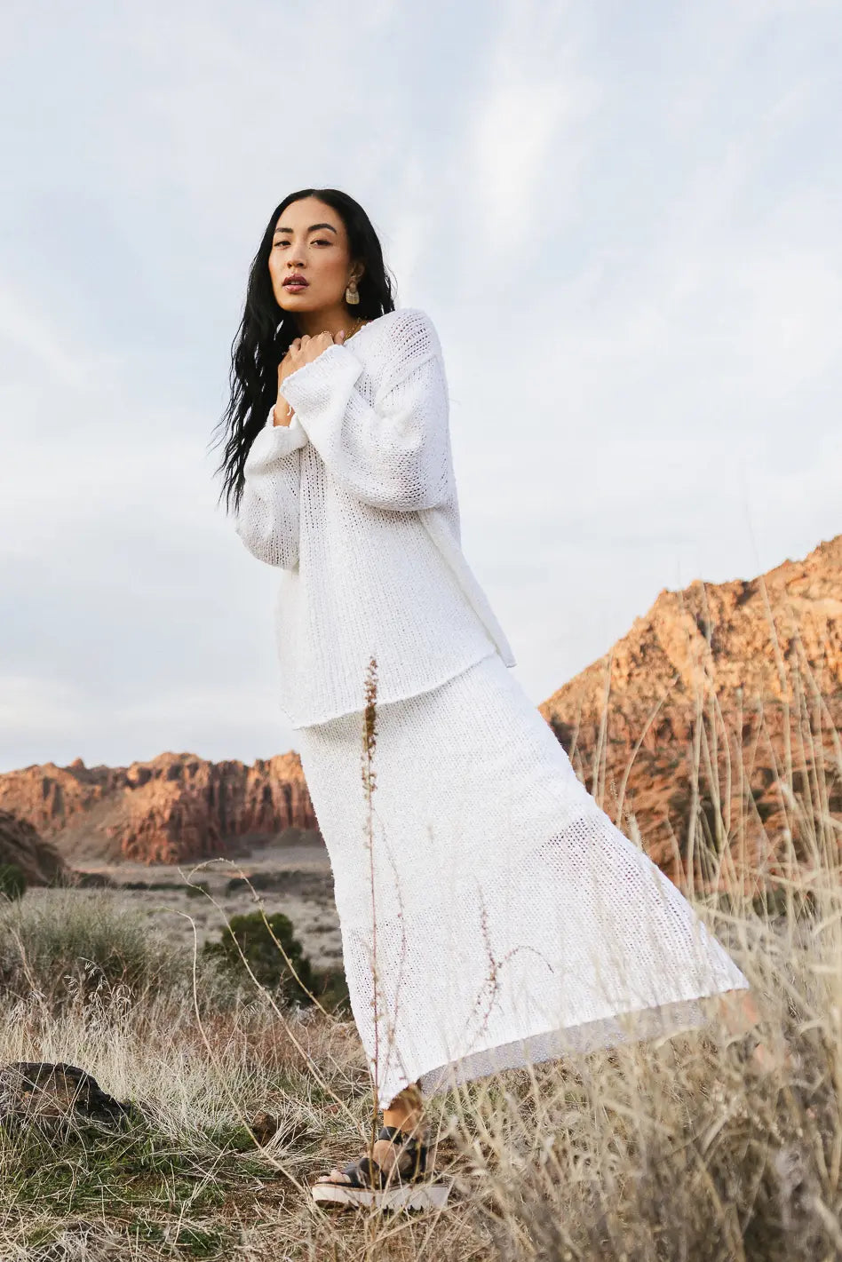 Charlotte Knit Skirt in White - FINAL SALE