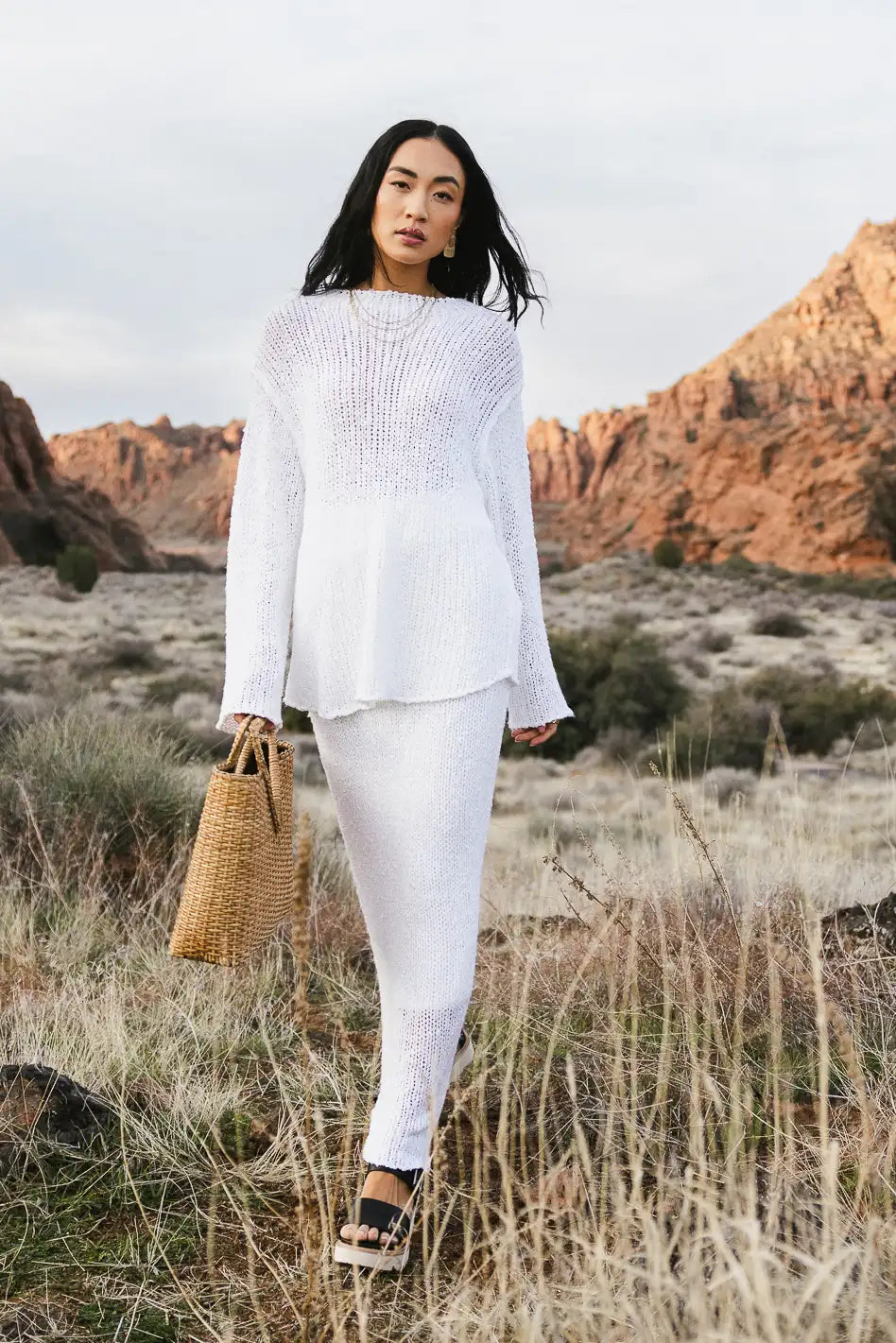 Charlotte Knit Skirt in White - FINAL SALE