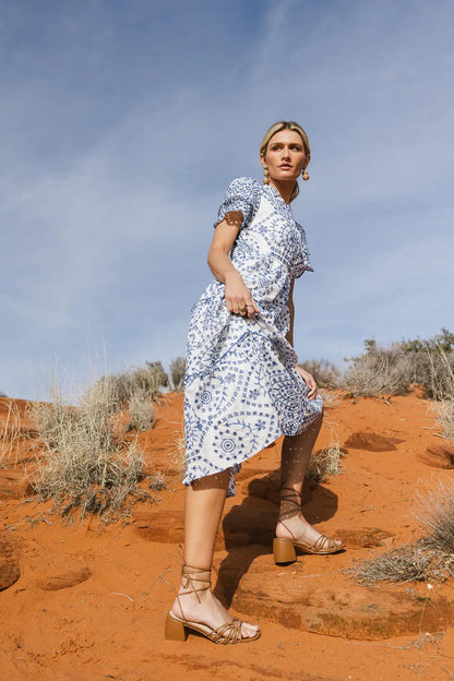 Alena Eyelet Lace Dress in Blue - FINAL SALE