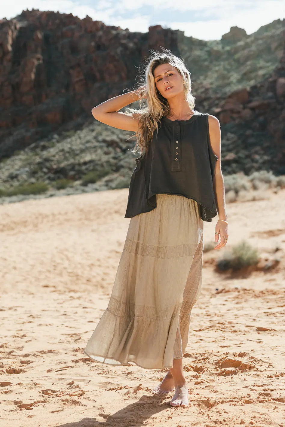 Mckenna Textured Skirt in Olive - FINAL SALE