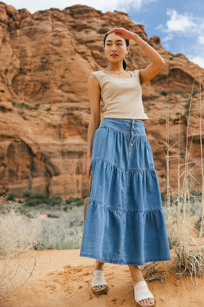 Joannie Tiered Denim Skirt - FINAL SALE