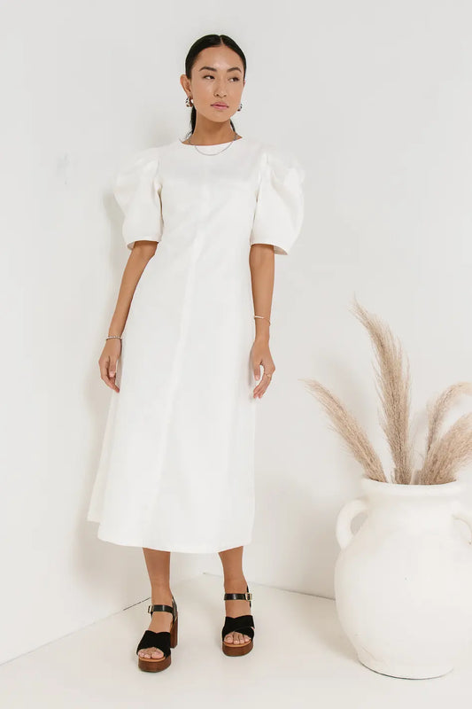 Campbell Denim Dress in Cream - FINAL SALE