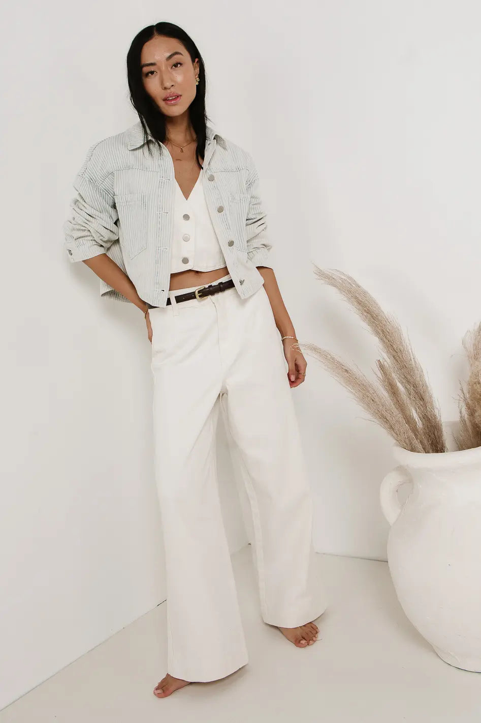 Georgia Wide Leg Jeans in Cream - FINAL SALE