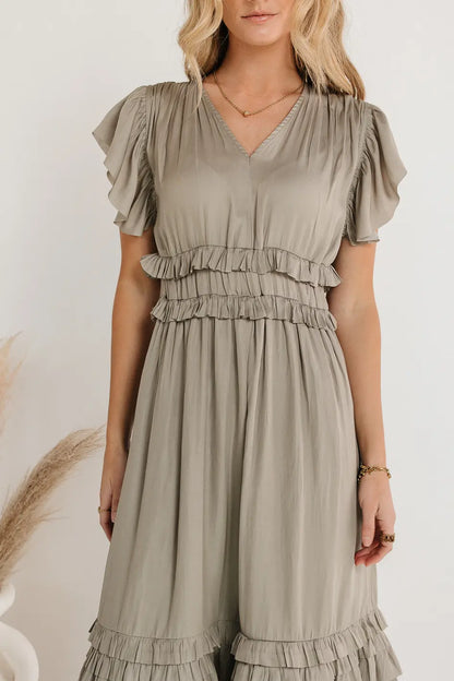 Willa Ruffle Dress in Sage - FINAL SALE