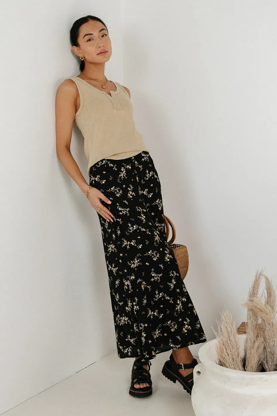 Rory Floral Skirt in Black - FINAL SALE