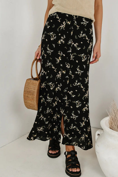 Rory Floral Skirt in Black - FINAL SALE