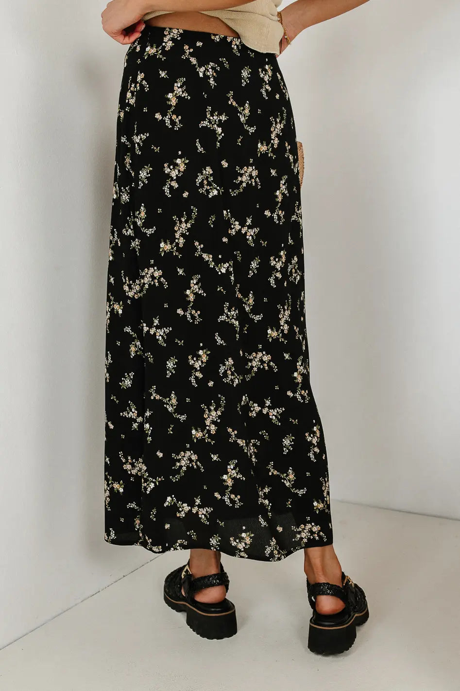Rory Floral Skirt in Black - FINAL SALE