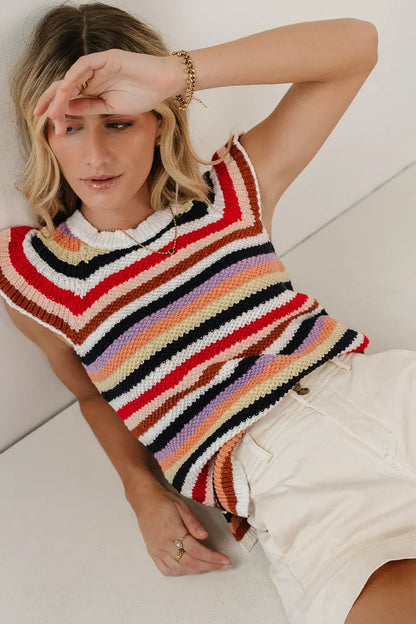 Lexi Sweater Top in Striped - FINAL SALE