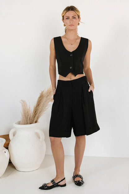 Scottie Tie Shorts in Black - FINAL SALE