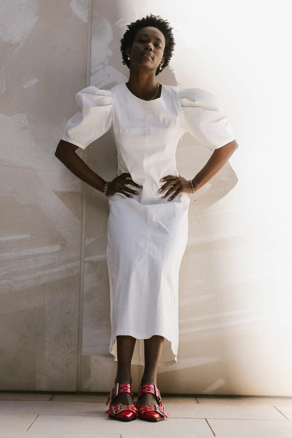 Campbell Denim Dress in Cream - FINAL SALE