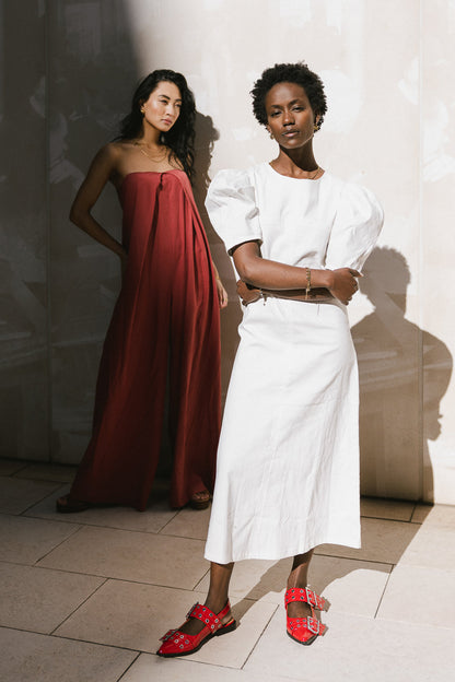 Campbell Denim Dress in Cream - FINAL SALE