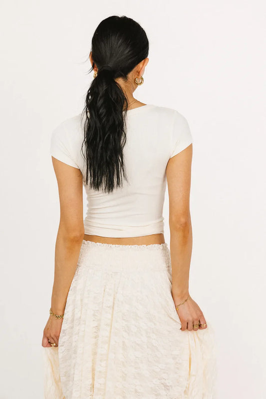 Freya Ribbed Top in Ivory - FINAL SALE