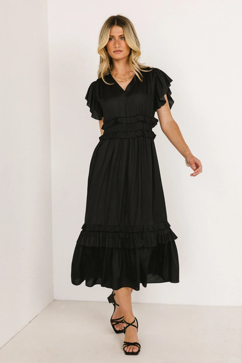 Willa Ruffle Dress in Black - FINAL SALE
