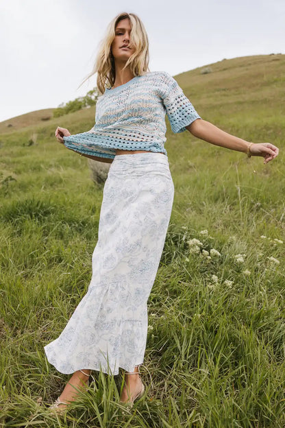 Bastien Floral Skirt in Blue - FINAL SALE