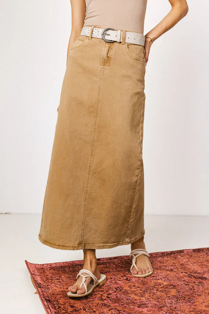 Harley Denim Midi Skirt in Mocha - FINAL SALE