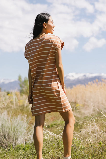 Kennedy Striped T-Shirt Dress in Rust - FINAL SALE
