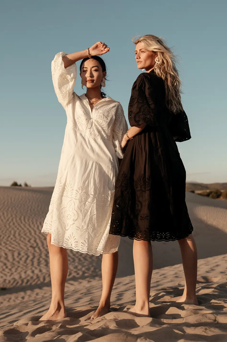Eleanor Eyelet Lace Midi Dress in Cream - FINAL SALE