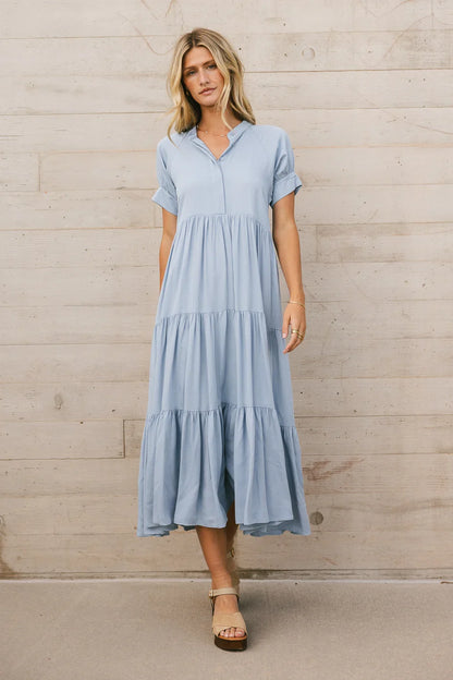 Amanda Tiered Dress in Blue - FINAL SALE