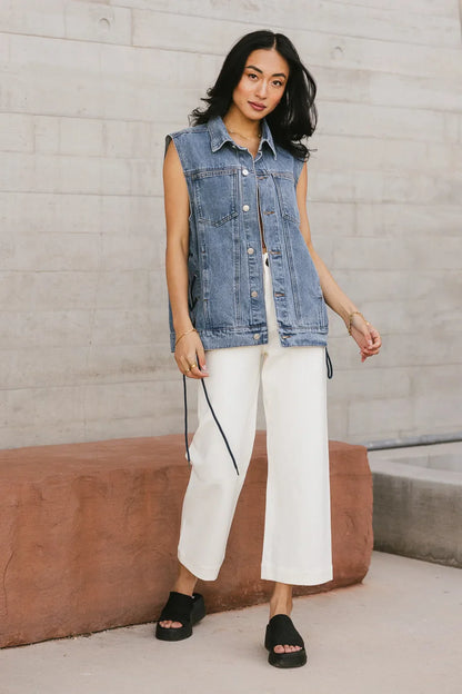 Stephie Lace Up Denim Vest - FINAL SALE