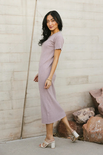 Emmie Ribbed Midi Dress in Lavender - FINAL SALE