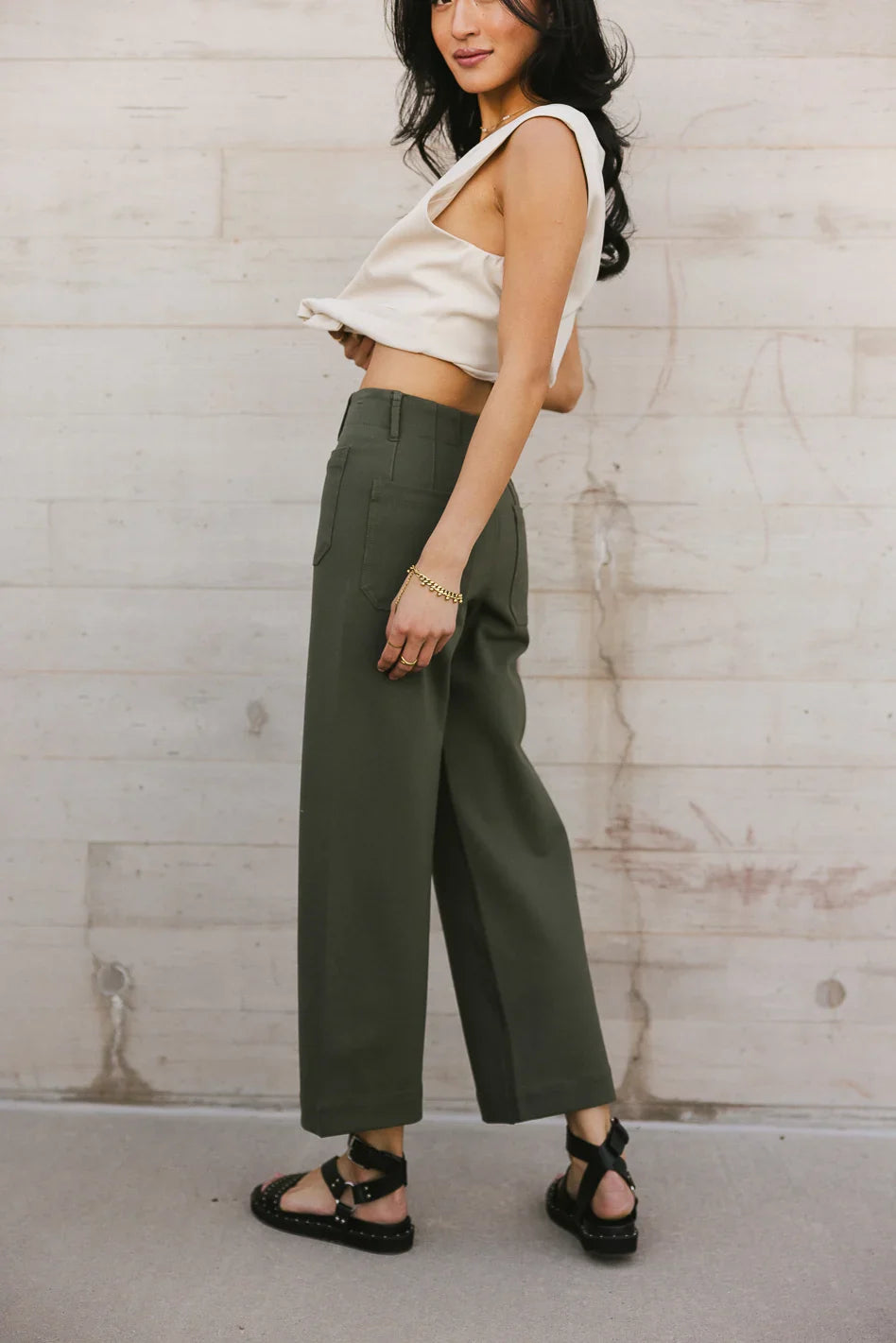 Sadie Wide Leg Pants in Olive - FINAL SALE