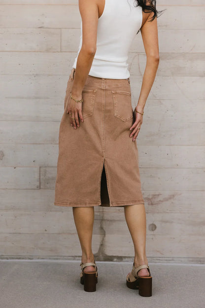 Jordan Denim Skirt in Tan - FINAL SALE