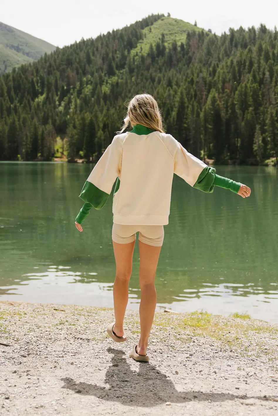 Drew Colorblock Sweatshirt in Green - FINAL SALE
