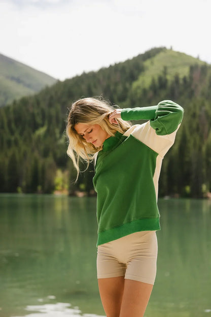 Drew Colorblock Sweatshirt in Green - FINAL SALE