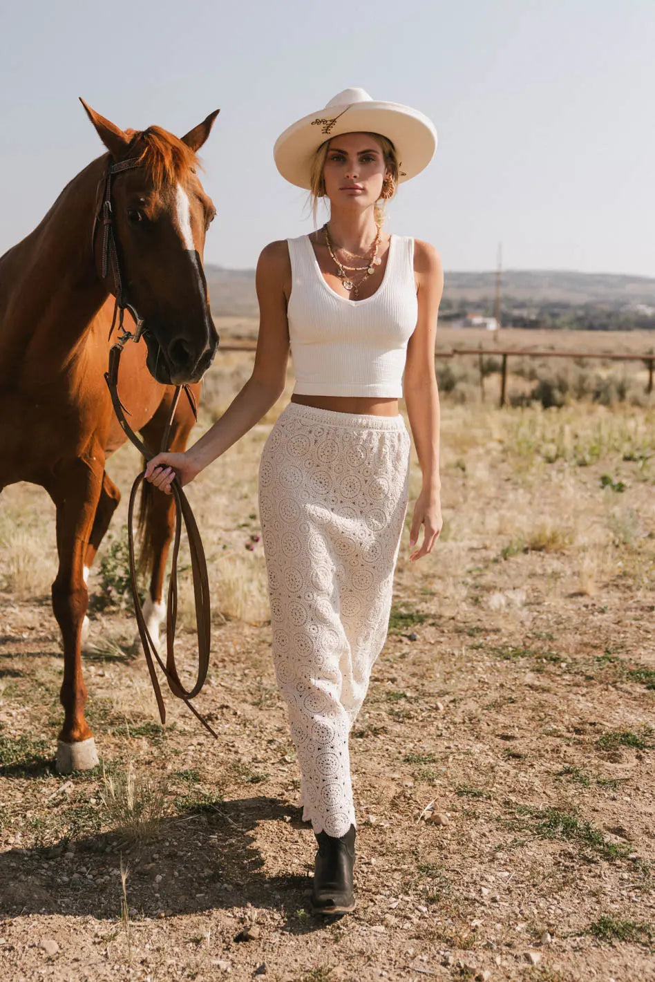 Nanet Crocheted Maxi Skirt in Natural - FINAL SALE