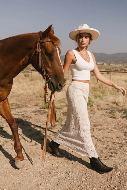 Nanet Crocheted Maxi Skirt in Natural - FINAL SALE