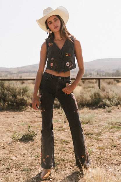 Camille Embroidered Flare Jeans - FINAL SALE