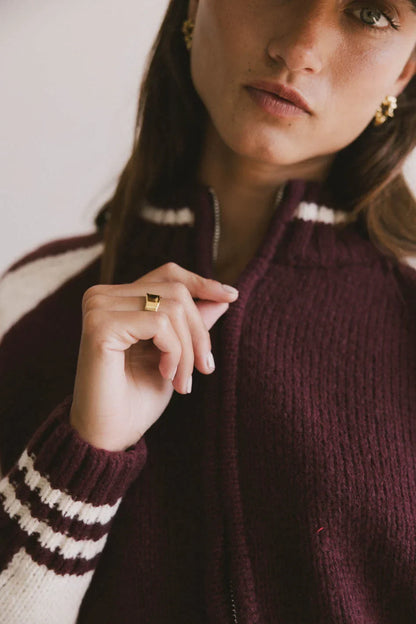 Sebastian Knit Jacket in Burgundy - FINAL SALE