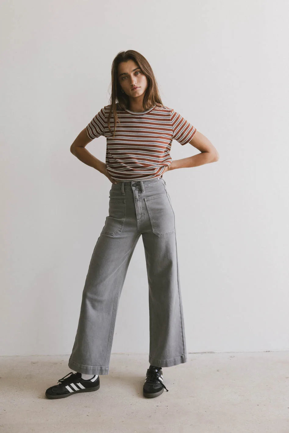 Leila Wide Leg Jeans in Grey - FINAL SALE