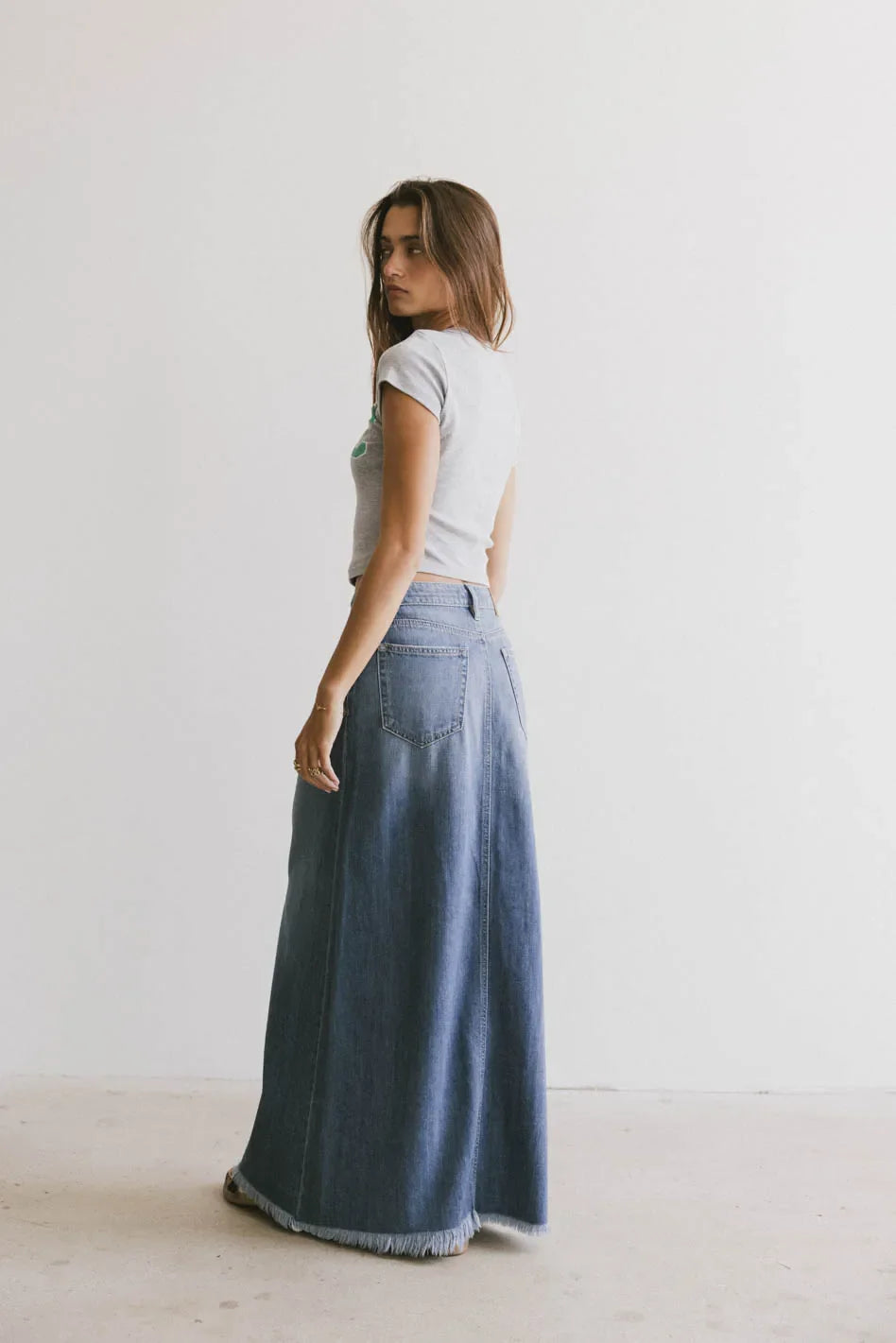 Heather Denim Maxi Skirt - FINAL SALE