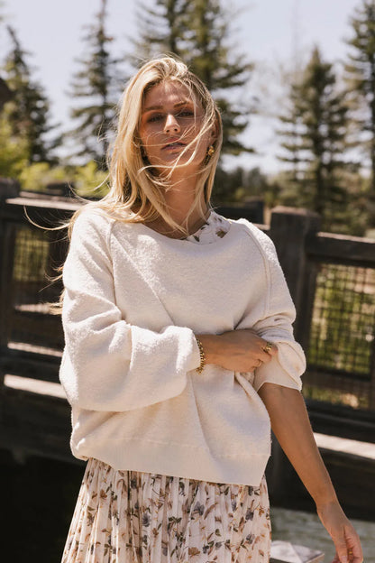 Annaleah Textured Sweatshirt in Cream - FINAL SALE