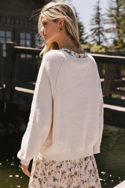 Annaleah Textured Sweatshirt in Cream - FINAL SALE