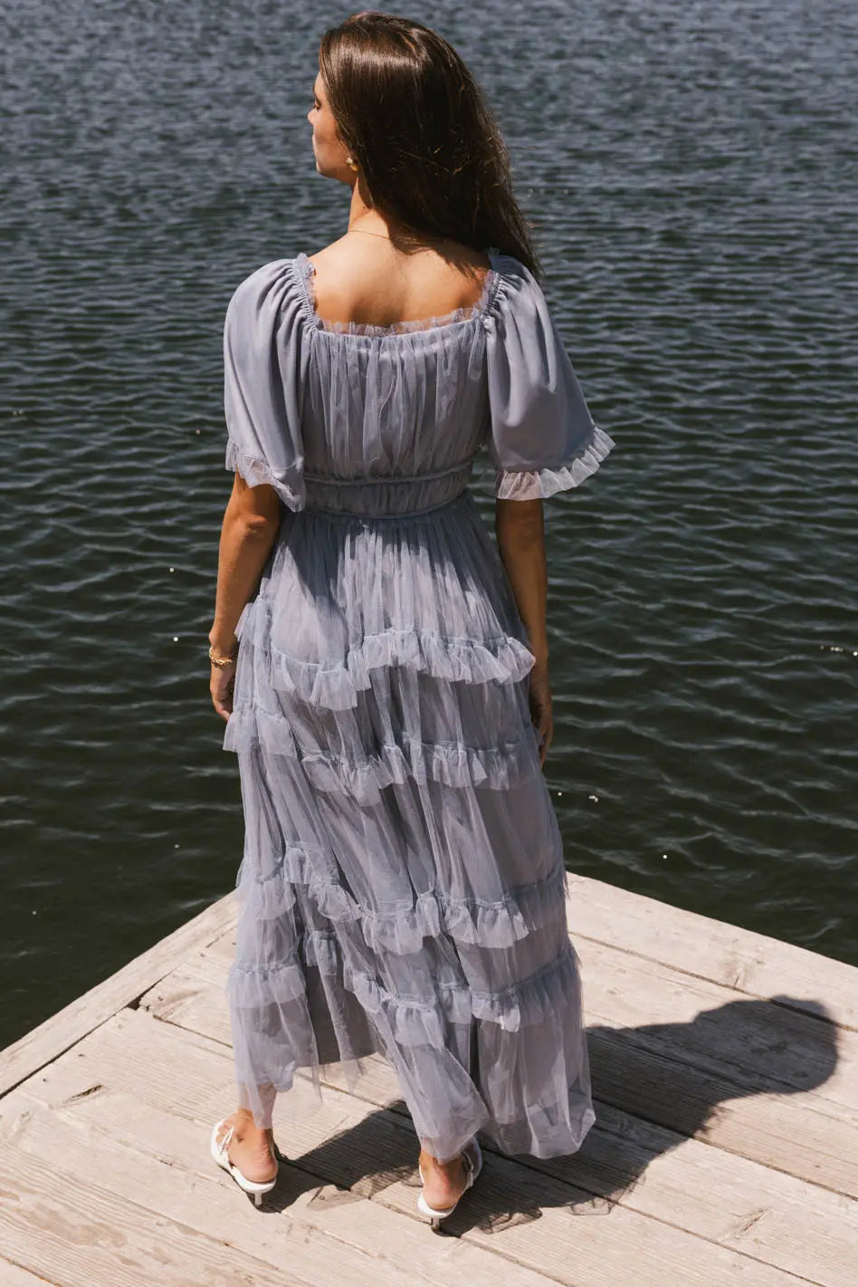 Eugena Ruffled Maxi Dress in Blue - FINAL SALE