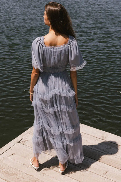 Eugena Ruffled Maxi Dress in Blue - FINAL SALE