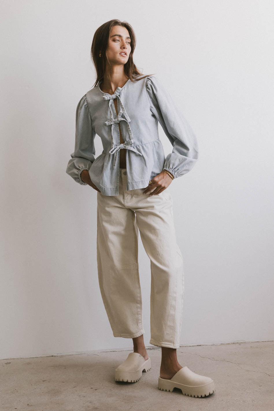 Lex Barrel Jeans in Ivory - FINAL SALE