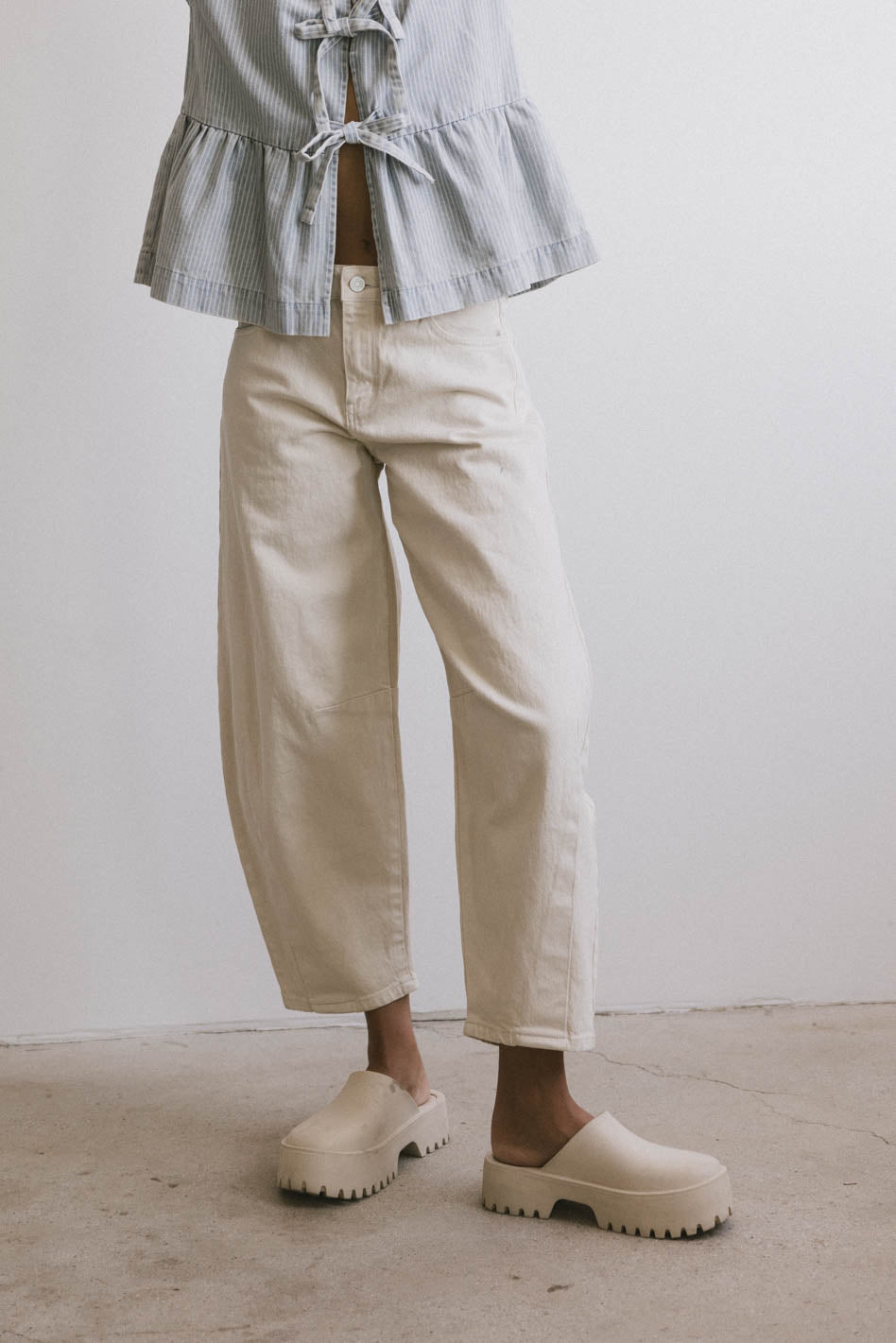 Lex Barrel Jeans in Ivory - FINAL SALE