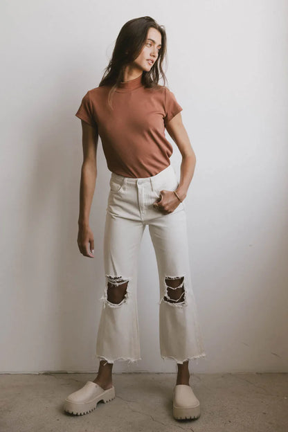 Charlie Distressed Jeans in Ivory - FINAL SALE