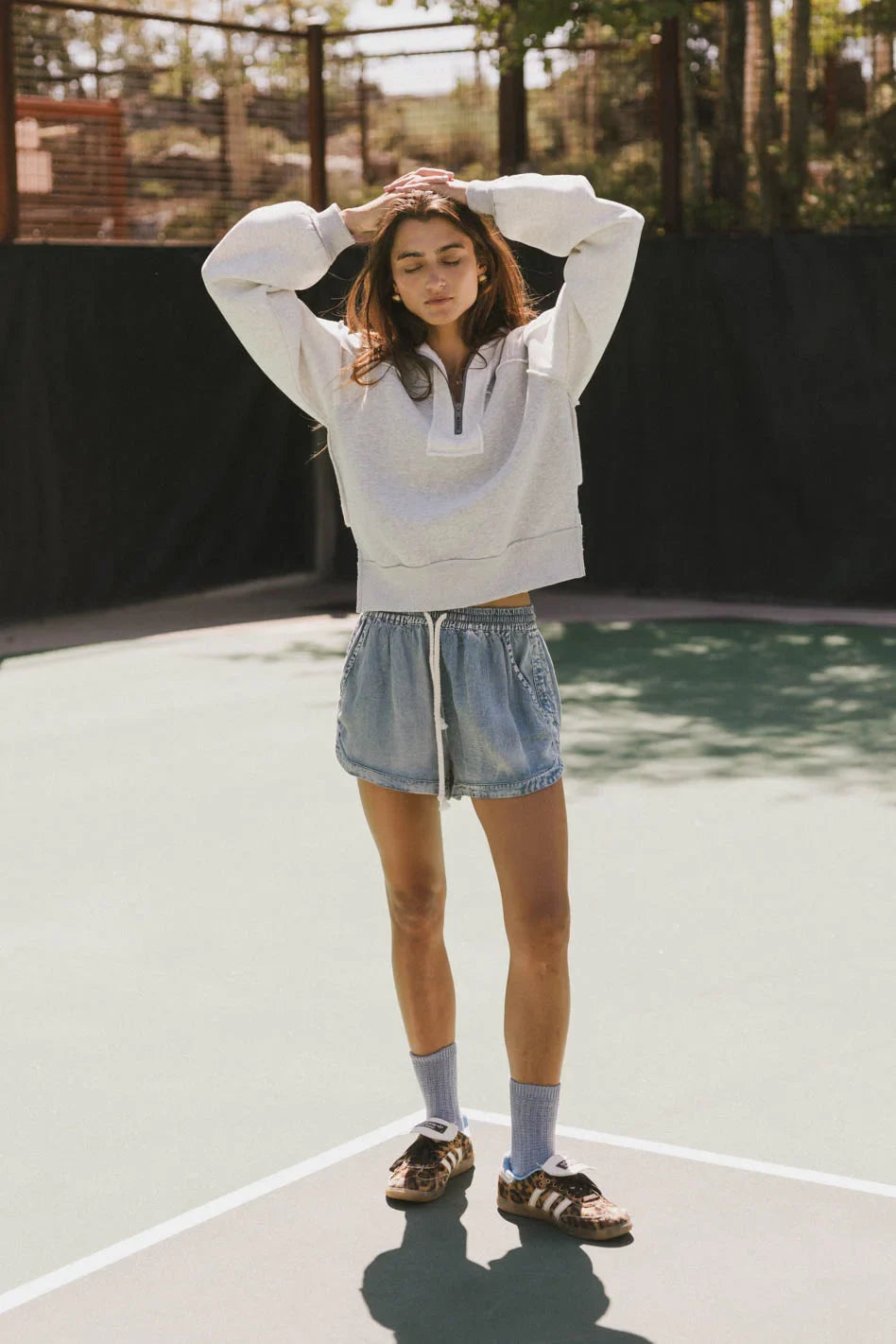 Zeya Half Zip Sweatshirt in Grey - FINAL SALE
