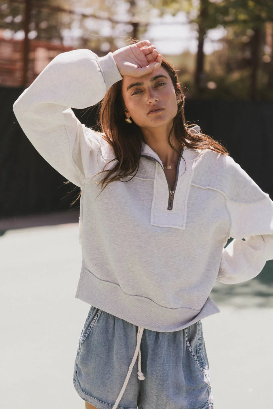 Zeya Half Zip Sweatshirt in Grey - FINAL SALE